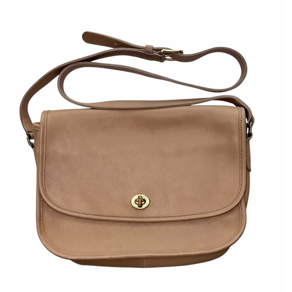 Coach City Bag Taupe Putty Beige Leather Vintage 1994 Turn Lock USA 9790